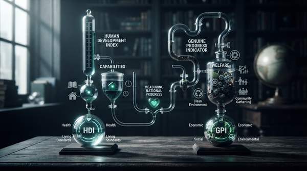 Editorial illustration for Beyond GDP: Comparing the Human Development Index and Genuine Progress Indicator