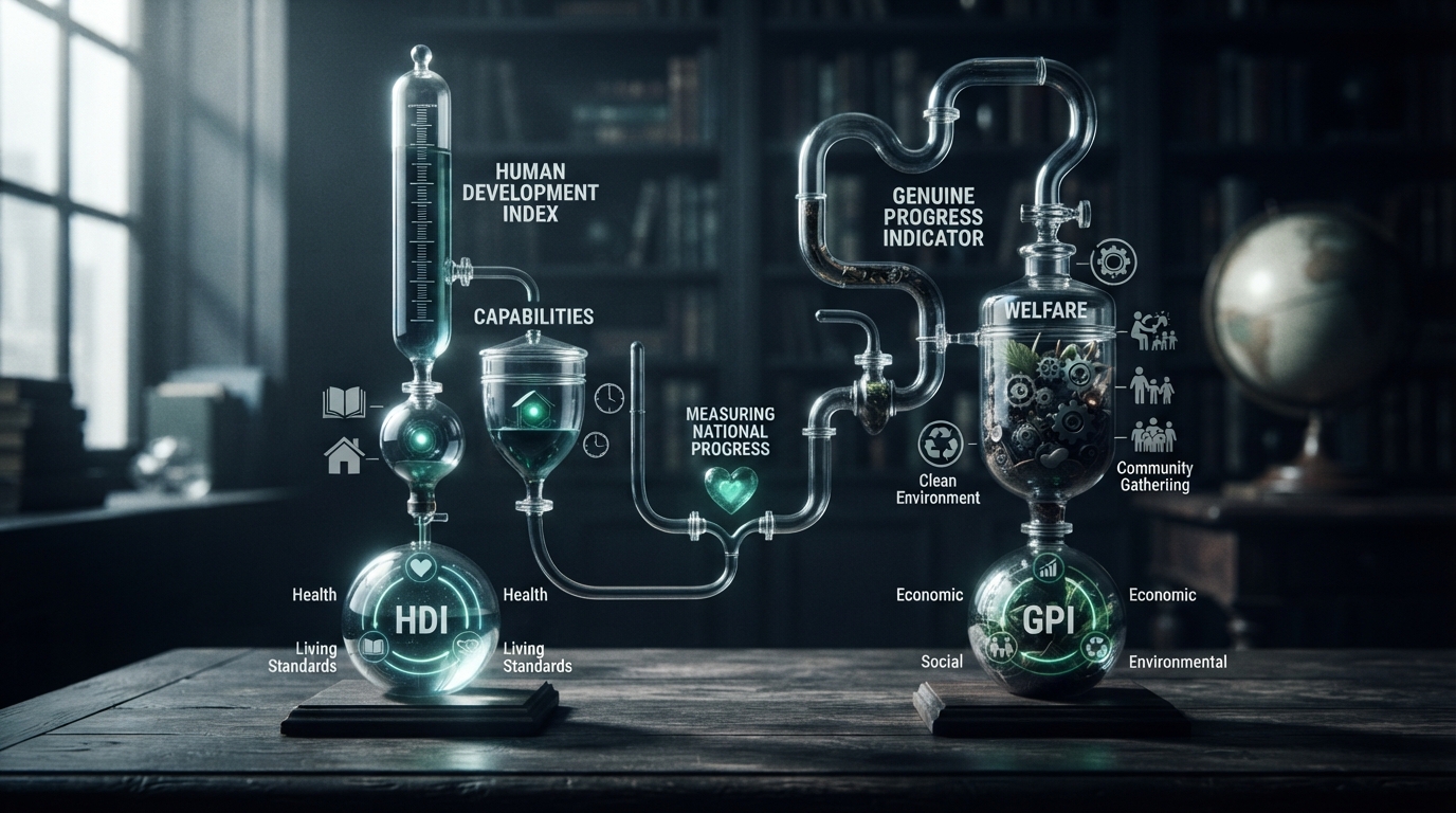 Editorial illustration for Beyond GDP: Comparing the Human Development Index and Genuine Progress Indicator