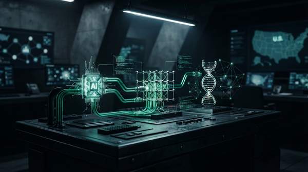 Editorial illustration for The U.S. Playbook for National Security Tech: A Two-Part Strategy for AI, Quantum, and Biotech